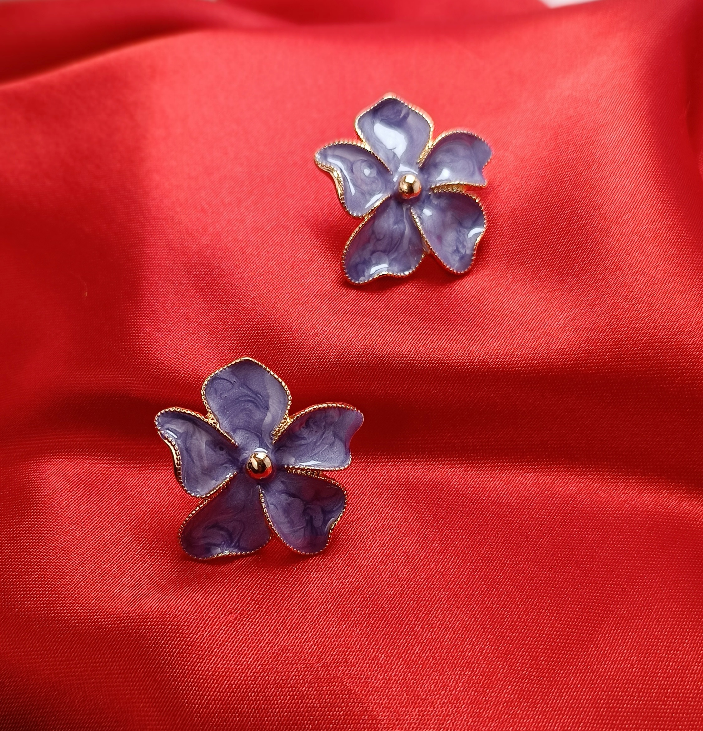 Purple Floral Korean Stud Earrings